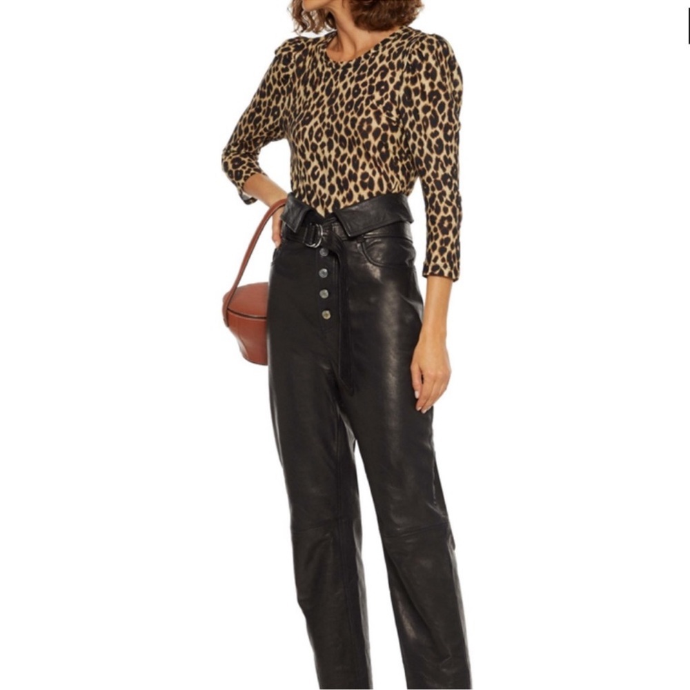 A.L.C. Karlie Leopard Print Long Sleeve Top Size M - image 2